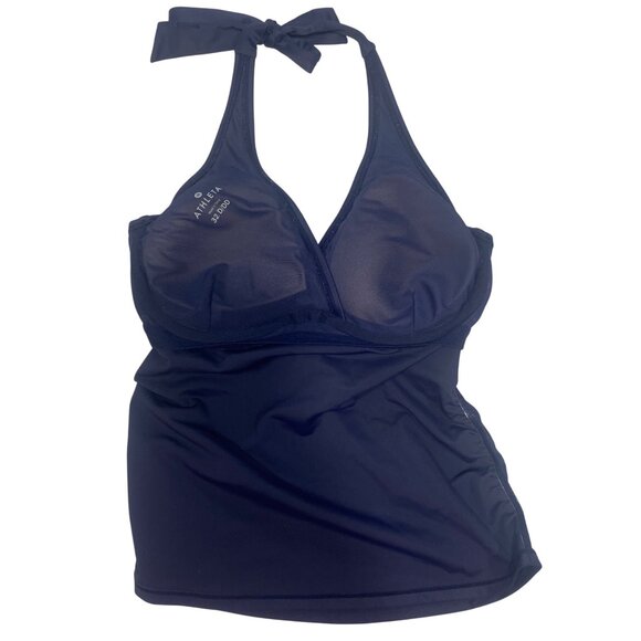 Athleta Navy Halter Tankini Swim Top 32D/DD Wired Bra - Picture 5 of 16